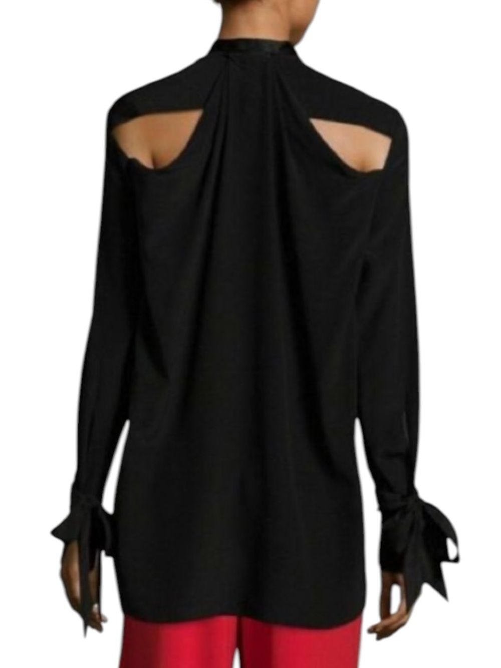 Rag & Bone "Dylan" Black 100% Silk Tie-Cuff Blouse - Size Small - Like New - Picture 10 of 10